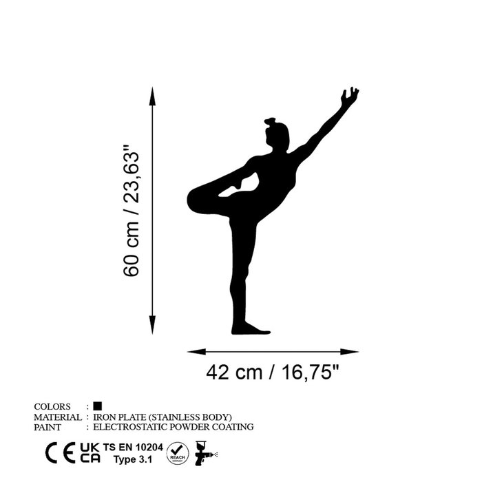 Wallity Yoga 19 Escultura de pared de metal negra